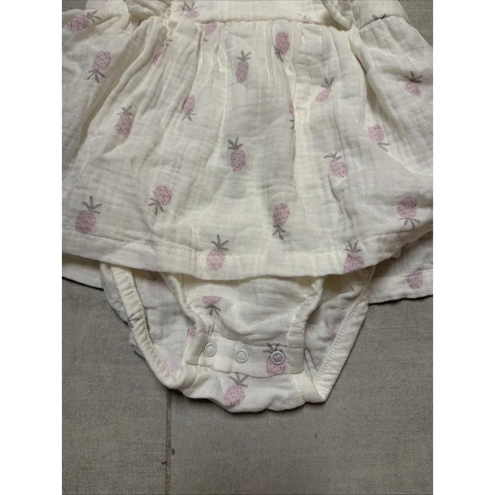 NWT Carter's Girls 24M White Muslin Cotton Pineapple 1pc Dress & Bodysuit Set